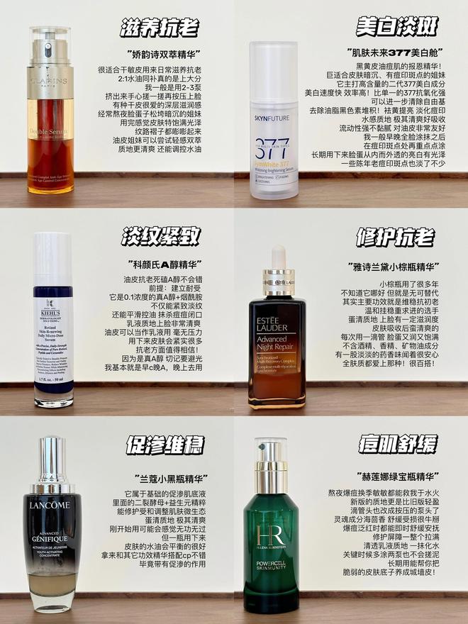 九游娱乐平台：不同肤质精华怎么选？6款大牌精华的功效使用感总结喜欢的收藏(图1)